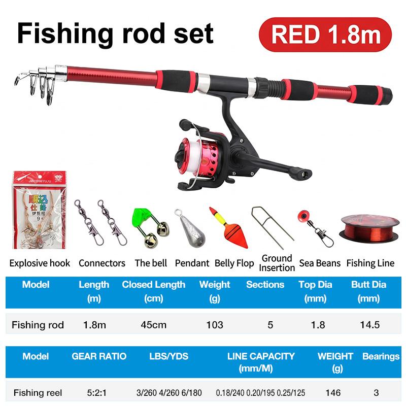 Canne à pêche télescopique en  - Fishing Rod Combo avis et prix