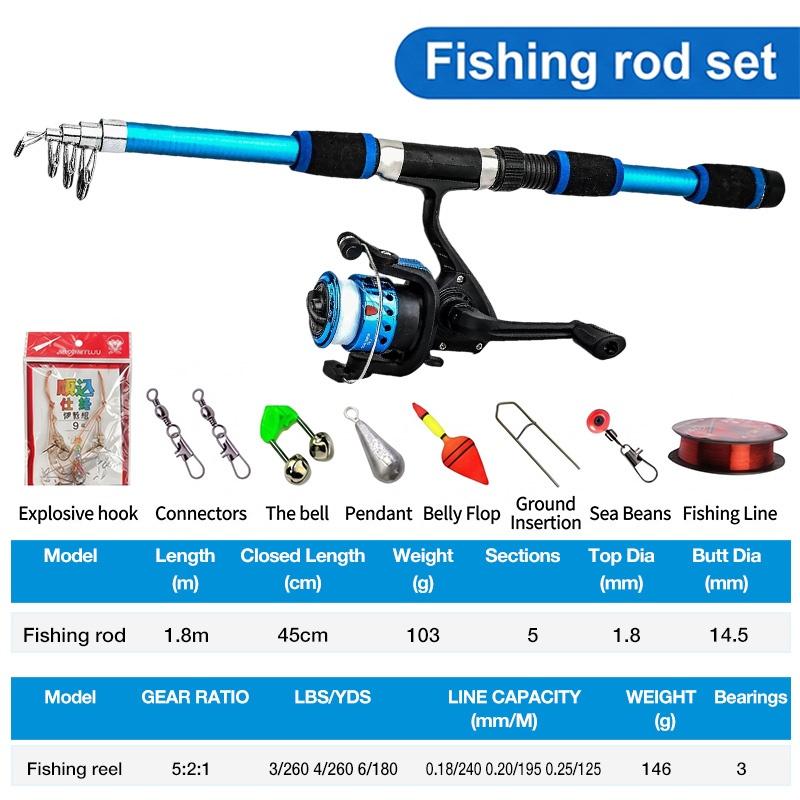 Canne à pêche télescopique en  - Fishing Rod Combo avis et prix